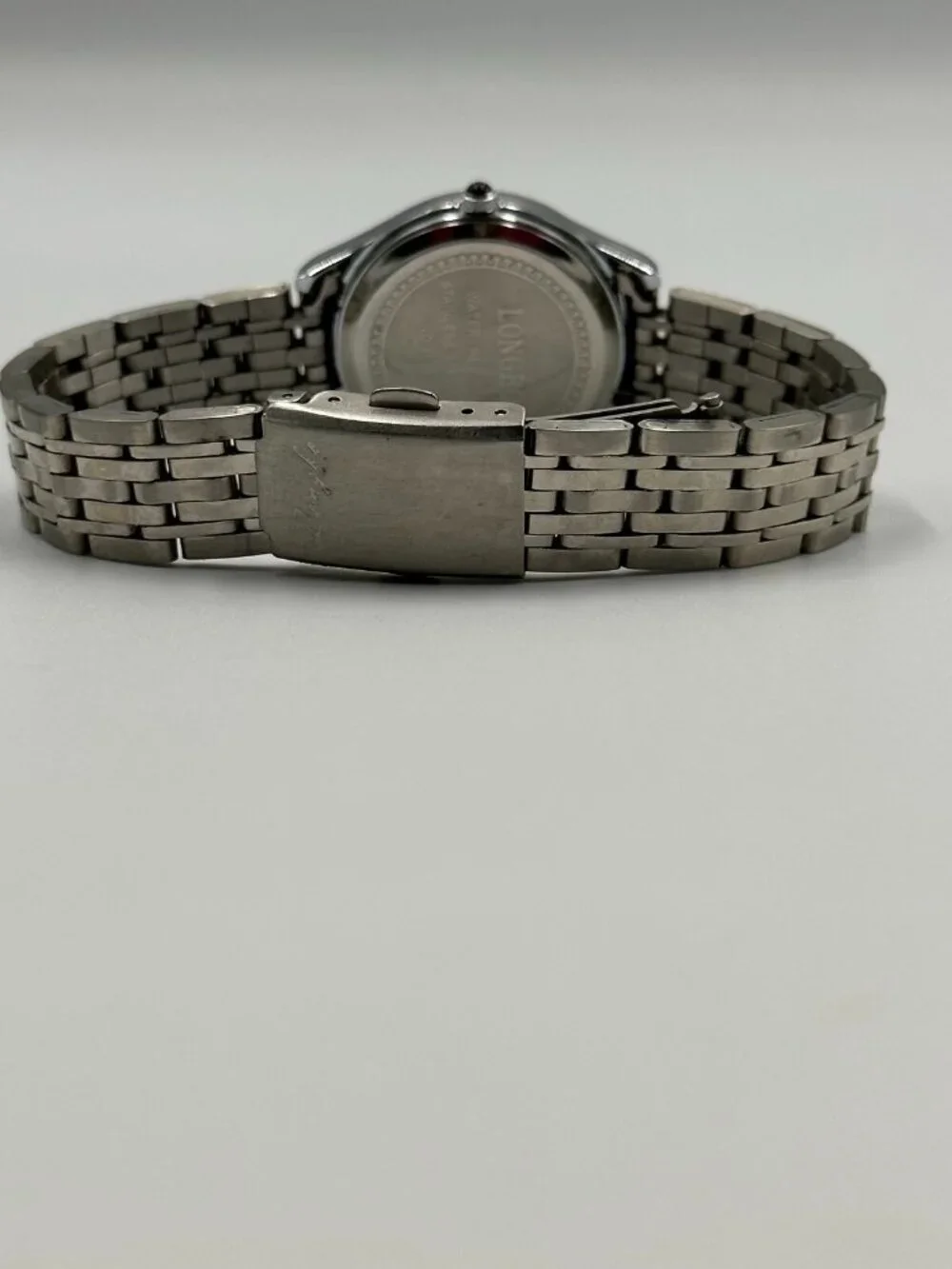 3/$30 Longbo Watch Men Silver Tone Black Dial Date Window 29MM New Battery 8”